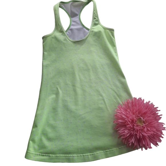 Lululemon Lime Pink Polka Dots Round Neck Tank Racerback - Picture 2 of 8